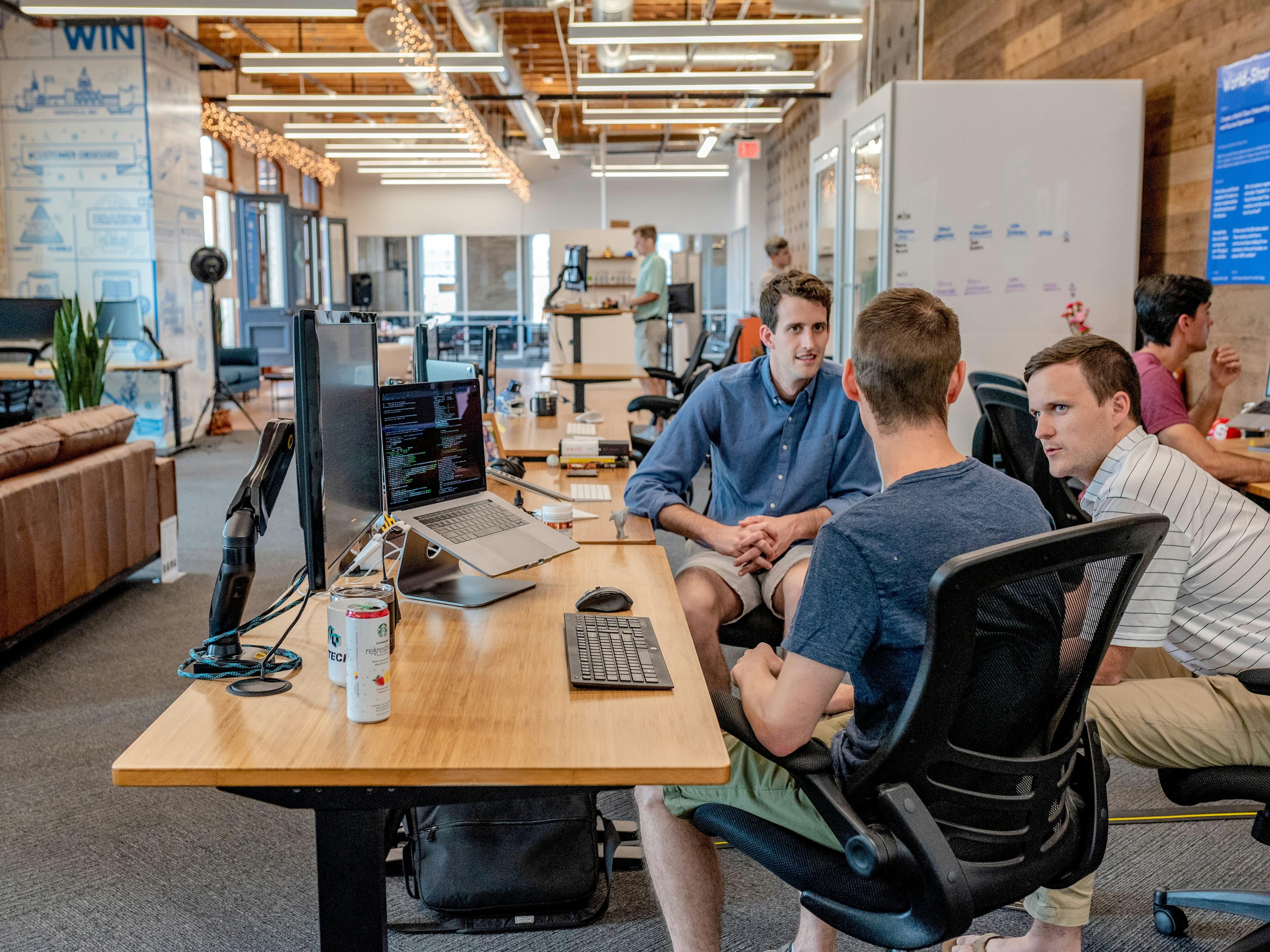 Software development team collaborating on digital projects